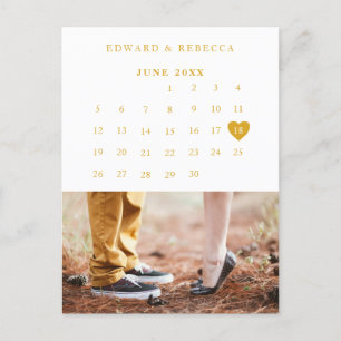 Elegant Photo Calendar Gold Wedding Save the Date Announcement Postcard