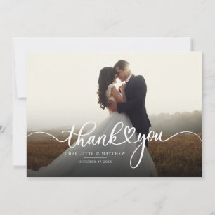 Elegant Photo Calligraphy Script Wedding Thank You