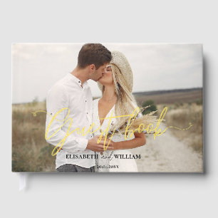 Elegant Photo Calligraphy Wedding Guest Book