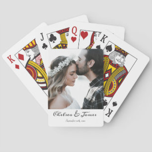 Elegant Photo Calligraphy Wedding Playing Cards