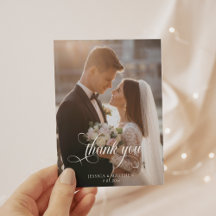 Elegant Photo Calligraphy Wedding Thank You