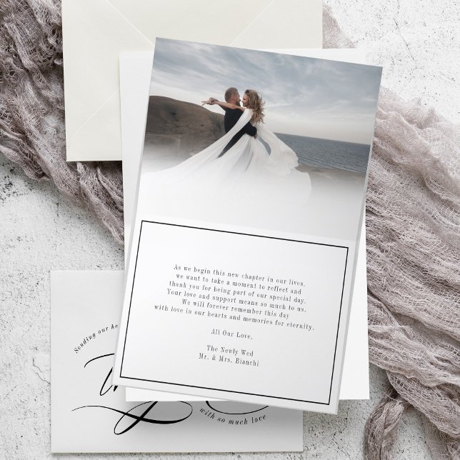 Elegant Photo Calligraphy Wedding Thank You Card (Creator Uploaded)