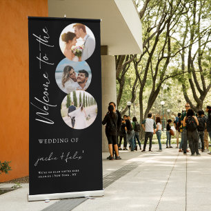 Elegant Photo Calligraphy Wedding Welcome Retractable Banner