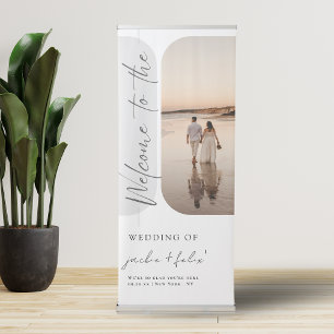 Elegant Photo Calligraphy Wedding Welcome Retractable Banner