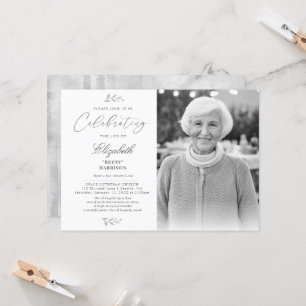 Elegant Photo Celebration of Life Funeral Memorial Invitation