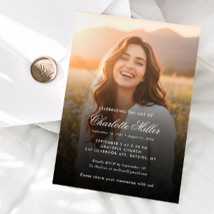 Elegant Photo Celebration of Life Funeral Memorial Invitation