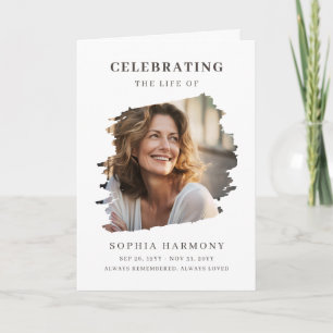Elegant Photo Celebration of Life Funeral Program Card