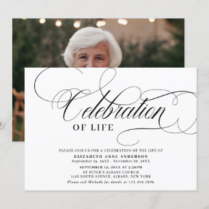 Elegant Photo Celebration Of Life  Invitation