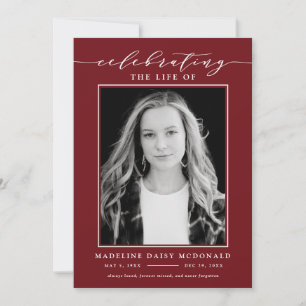 ELEGANT PHOTO CELEBRATION OF LIFE MEMORIAL FUNERAL INVITATION