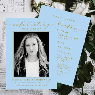 ELEGANT PHOTO CELEBRATION OF LIFE MEMORIAL FUNERAL INVITATION