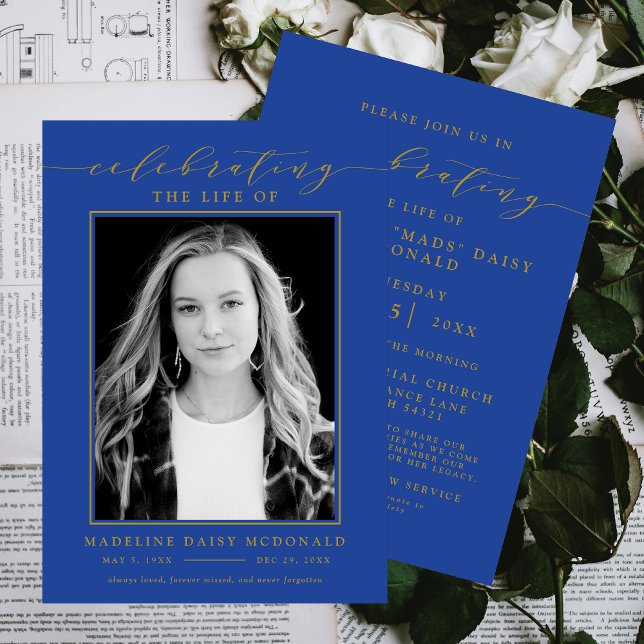 ELEGANT PHOTO CELEBRATION OF LIFE MEMORIAL FUNERAL INVITATION (Creator Uploaded)