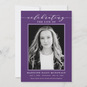 ELEGANT PHOTO CELEBRATION OF LIFE MEMORIAL FUNERAL INVITATION