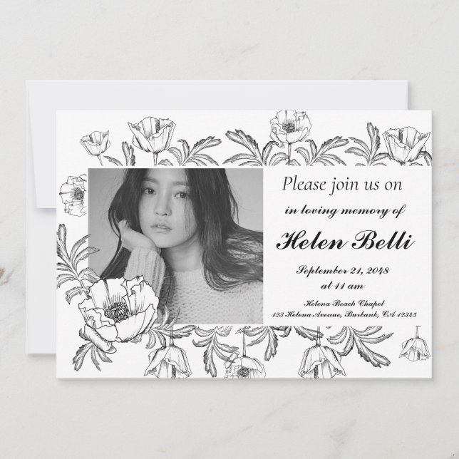 Elegant Photo Celebration of Life Memorial funeral Invitation (Front)