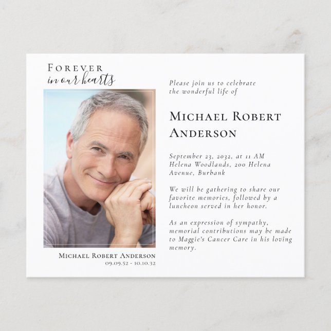 Elegant Photo Celebration of Life Memorial Invite (Front)