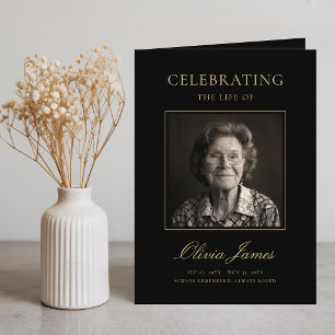 Elegant Photo Celebration of Life Program Card