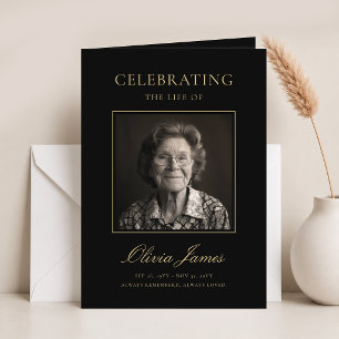 Elegant Photo Celebration of Life Program Card