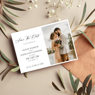 Elegant photo chic calligraphy wedding save the date