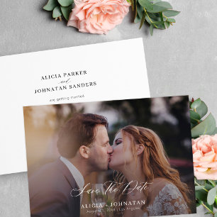 Elegant photo chic script wedding save the date