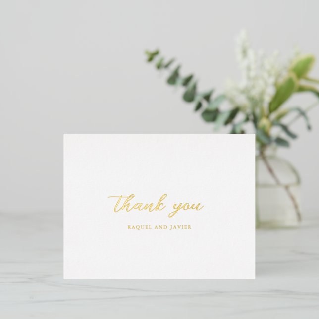 Elegant Photo Classic Wedding Foil Thank You Card (Standing Front)