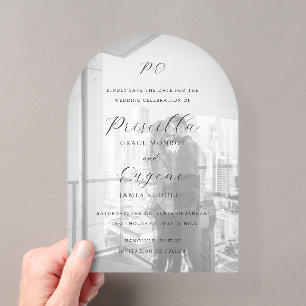 Elegant Photo Classic Wedding Save the Date Acrylic Invitations