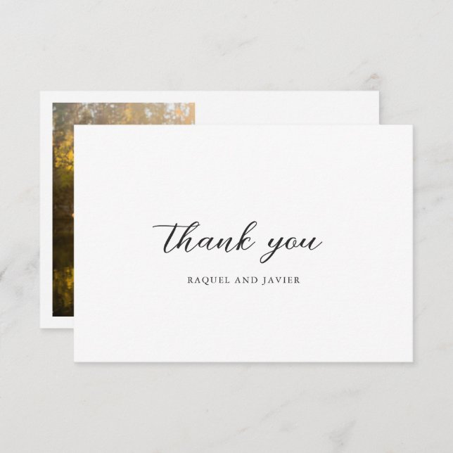 Elegant Photo Classic Wedding Thank You Card (Front/Back)