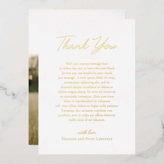 Elegant Photo Classic Wedding Thank You Card (Front/Back)