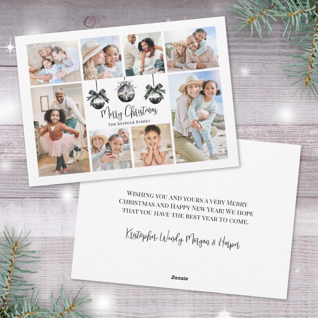 Elegant Photo Collage Black White Christmas Holiday Card (Elegant Photo Collage Black White Christmas Holiday Card )