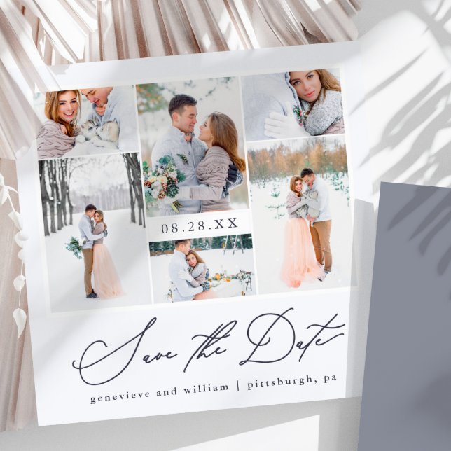 Elegant Photo Collage Calligraphy Save the Date (Creator Uploaded)