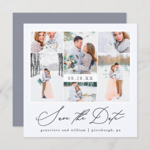 Elegant Photo Collage Calligraphy Save the Date Invitation