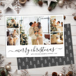 Elegant Photo Collage Christmas Holiday Card<br><div class="desc">Elegant Calligraphy Simple Black, Grey and White 5 Photo Collage Merry Christmas Script Holiday Card. This festive, minimalist, five (5) photo holiday card features a pretty photo collage and says „Merry Christmas”! The „Merry Christmas” greeting text is written in a beautiful hand lettered swirly swash-tail font type. On the reverse...</div>