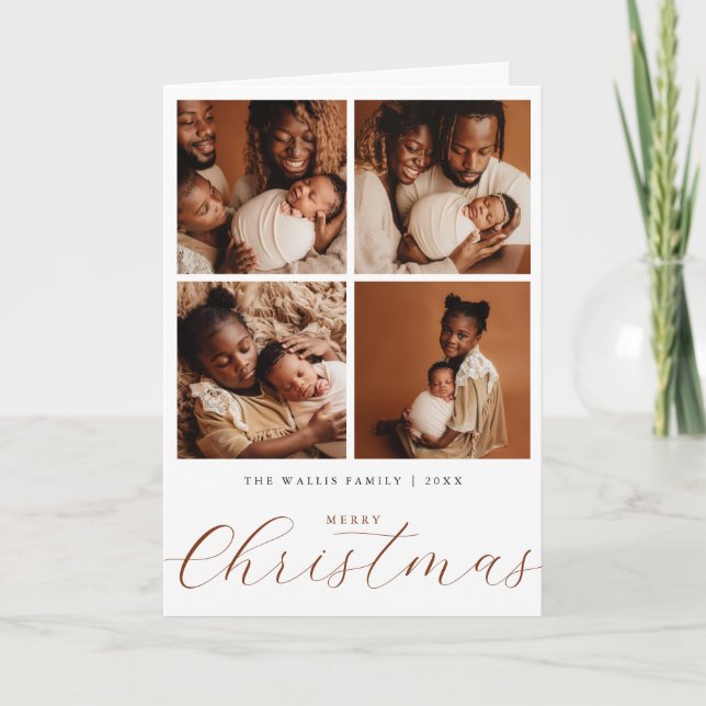 Elegant Photo Collage ChristmasFolded Holiday Card (Front)