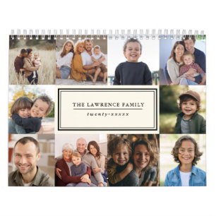 ELEGANT PHOTO COLLAGE FAMILY PHOTO 2027 IVORY CALENDAR