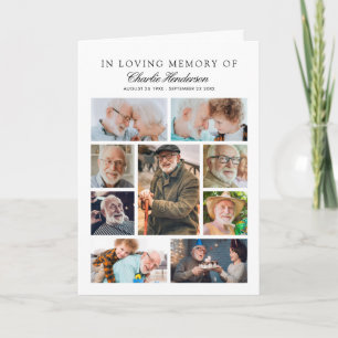 Elegant Photo Collage Folded Funeral Program Card