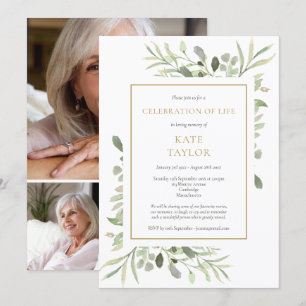 Elegant Photo Collage Funeral Celebration of Life Invitation