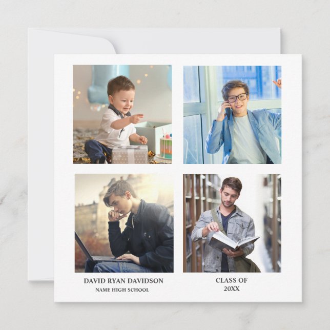 Elegant Photo Collage Graduation Party Announcement (Front)