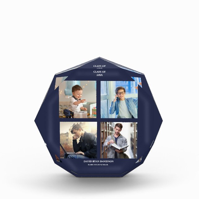 Elegant Photo Collage Graduation Party Block (Front)