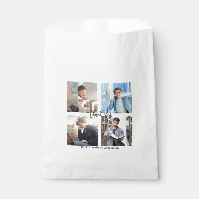Elegant Photo Collage Graduation Party Favour Bags (Front)