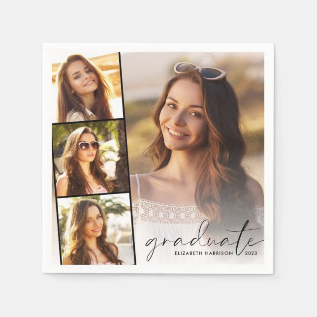 Elegant Photo Collage Graduation Party Napkin (Front)
