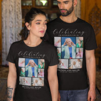 Elegant Photo Collage Memorial Funeral Tribute T-S