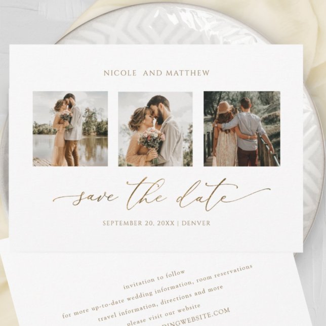 Elegant Photo Collage Minimalist Wedding Save The Date (Creator Uploaded)