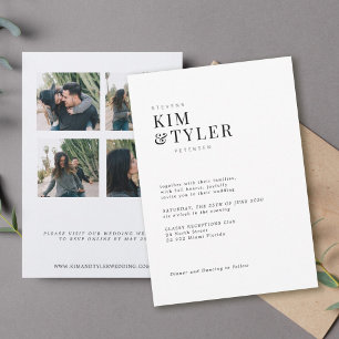 Elegant photo collage modern typography wedding invitation