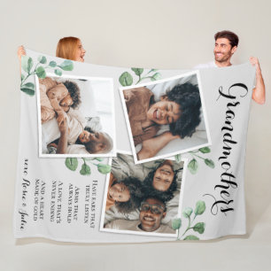 Elegant Photo Collage Quote Grandma Grandchildren Fleece Blanket