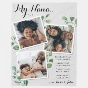 Elegant Photo Collage Quote Grandma Grandchildren Fleece Blanket