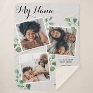 Elegant Photo Collage Quote Grandma Grandchildren Sherpa Blanket