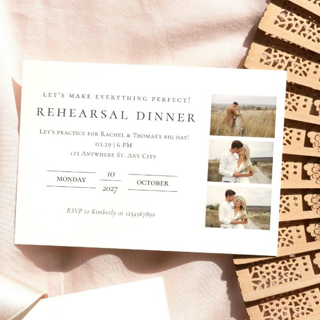Elegant Photo collage Rehearsal Dinner Enclosure Card (Creator Uploaded)