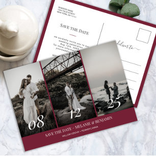 Elegant Photo Collage Rose Pink Save the Date Postcard