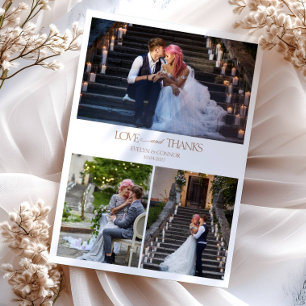 Elegant Photo Collage Typography message Wedding Thank You Card