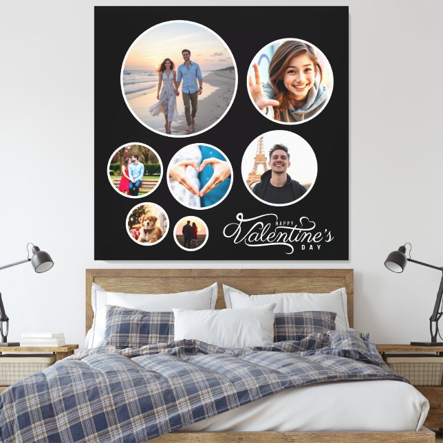 Elegant Photo Collage Valentine’s Gift Large Canvas Print (Insitu(Bedroom))