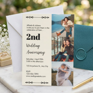 Elegant Photo Collage Wedding Anniversary Invitation