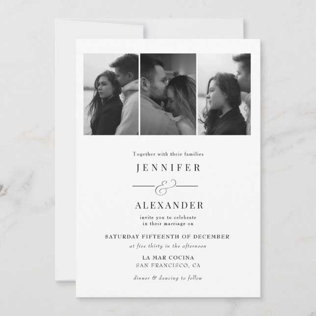 Elegant  Photo Collage Wedding Invitation (Front)